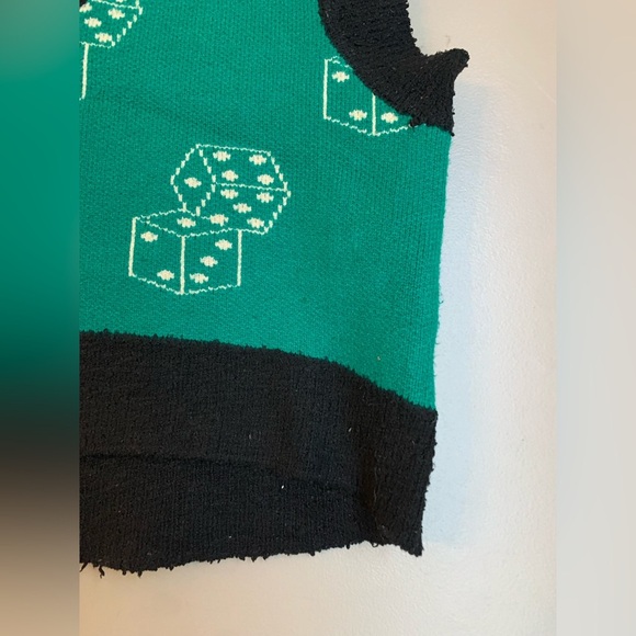 Urban Outfitters Green Dice Sweater Vest thick oversized - Picture 3 of 7